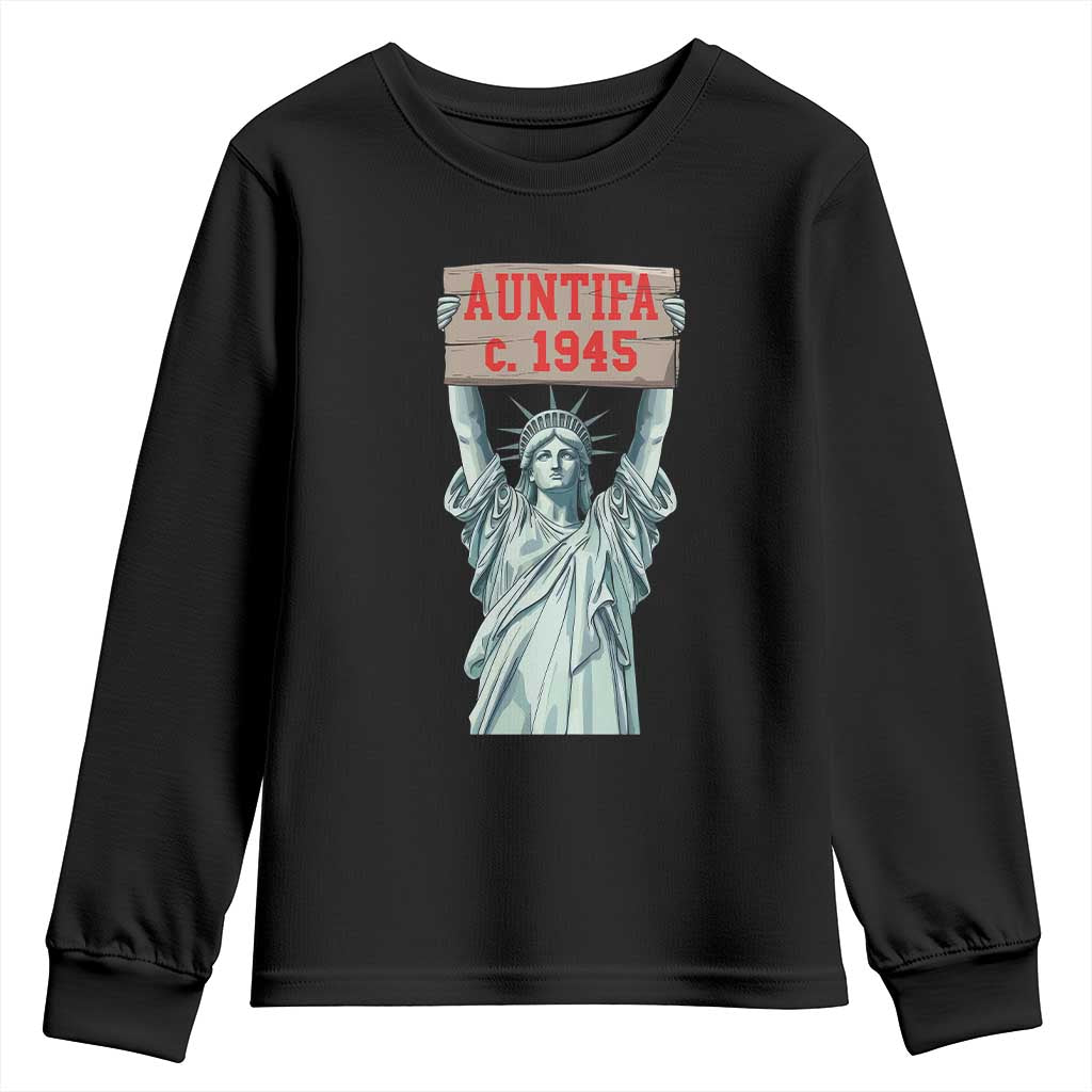 Antifa Fascism Youth Sweatshirt Statue of Liberty Anti Fascism Patriotic TS14 Black Print Your Wear
