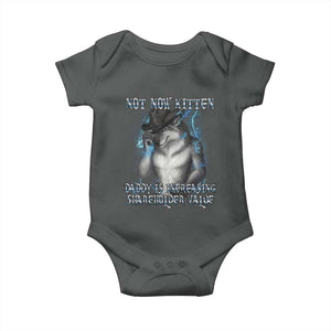 Not Now Kitten Daddy Increasing Shareholder Value Baby Onesie Funny Werewolf Meme Sarcastic TS14 Dark Heather Print Your Wear