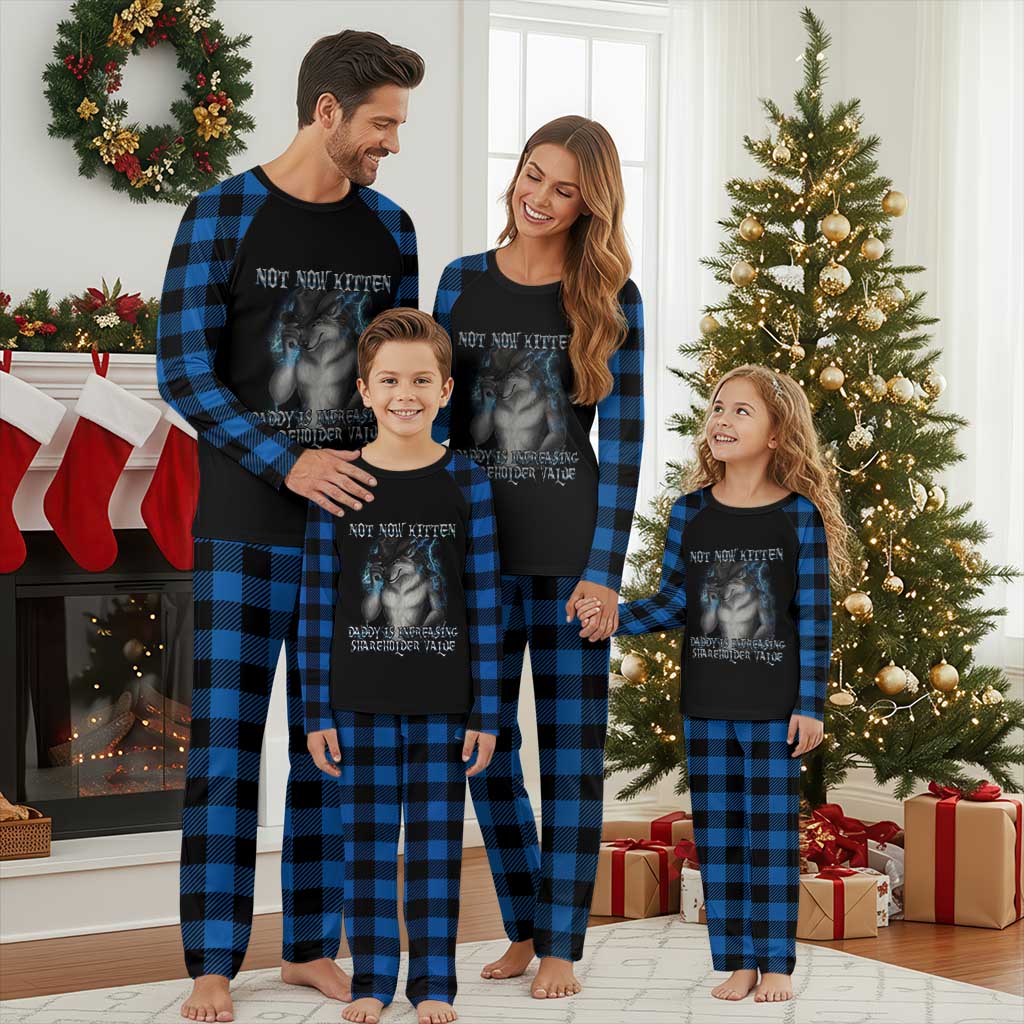 Not Now Kitten Daddy Increasing Shareholder Value Plaid Pajama Set Funny Werewolf Meme Sarcastic TS14 Blue Plaid Print Your Wear