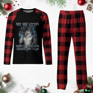 Not Now Kitten Daddy Increasing Shareholder Value Plaid Pajama Set Funny Werewolf Meme Sarcastic TS14 Buffalo Plaid Print Your Wear