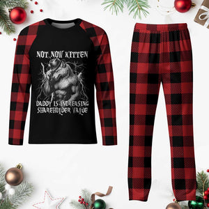 Not Now Kitten Daddy Increasing Shareholder Value Plaid Pajama Set Funny Alpha Wolf Meme TS14 Buffalo Plaid Print Your Wear