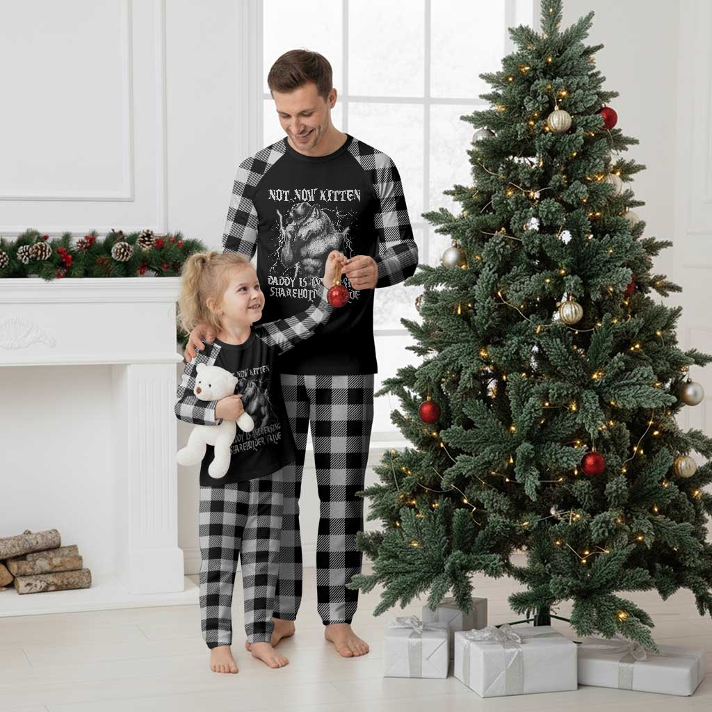 Not Now Kitten Daddy Increasing Shareholder Value Plaid Pajama Set Funny Alpha Wolf Meme TS14 White Plaid Print Your Wear