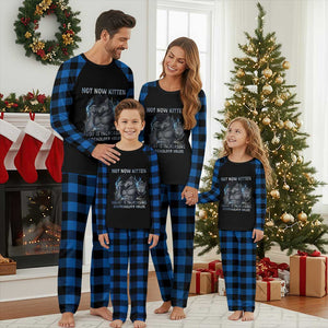 Not Now Kitten Daddy Increasing Shareholder Value Plaid Pajama Set Funny Wolf Meme TS14 Blue Plaid Print Your Wear