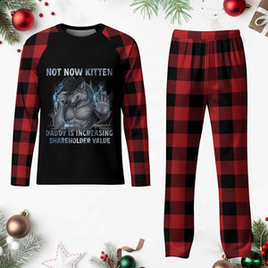 Not Now Kitten Daddy Increasing Shareholder Value Plaid Pajama Set Funny Wolf Meme TS14 Buffalo Plaid Print Your Wear