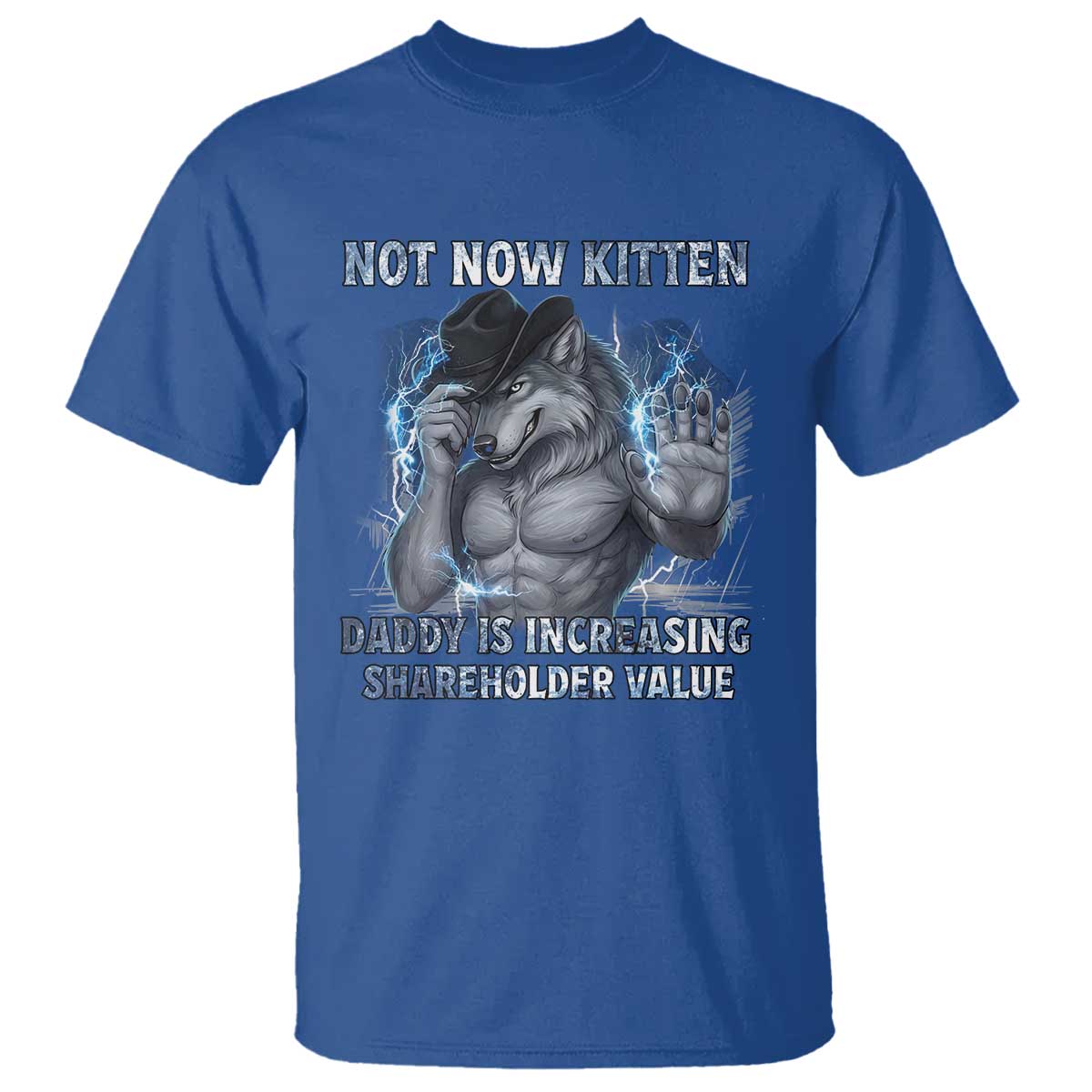 Not Now Kitten Daddy T Shirt - Increasing Shareholder Value Funny Wolf of Wall Street Meme Tee TS14 Royal Blue Print Your Wear