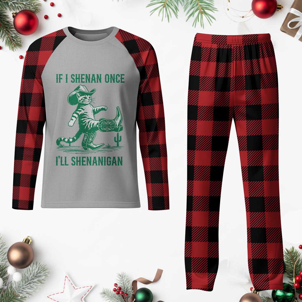 Cowboy Cat St Patrick Day Plaid Pajama Set If I Shenan Once I'll Shenanigan TS14 Buffalo Plaid Print Your Wear