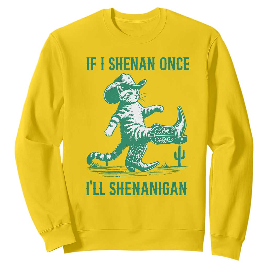 Cowboy Cat St Patrick Day Sweatshirt If I Shenan Once I'll Shenanigan TS14 Daisy Print Your Wear