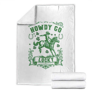 Cowboy St Patrick's Day Throw Blanket Howdy Go Lucky TS14 White Print Your Wear