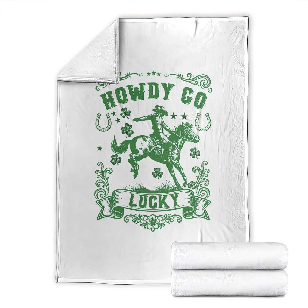 Cowboy St Patrick's Day Throw Blanket Howdy Go Lucky TS14 White Print Your Wear