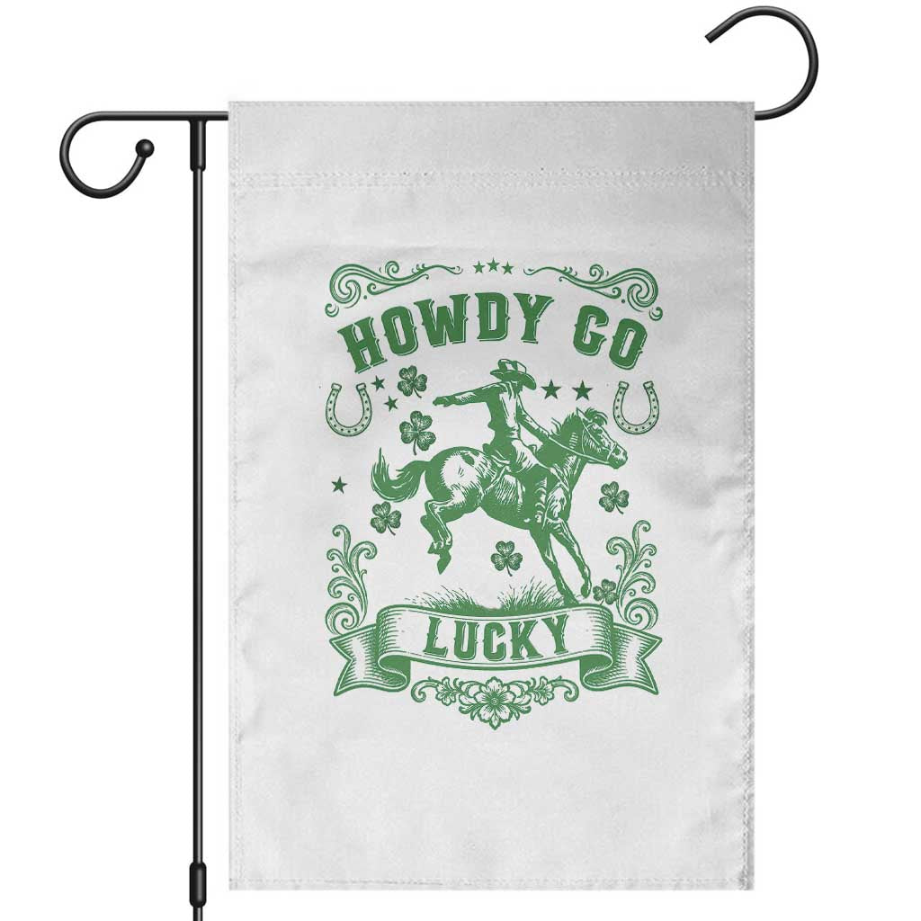 Cowboy St Patrick's Day Garden Flag Howdy Go Lucky TS14 White Print Your Wear