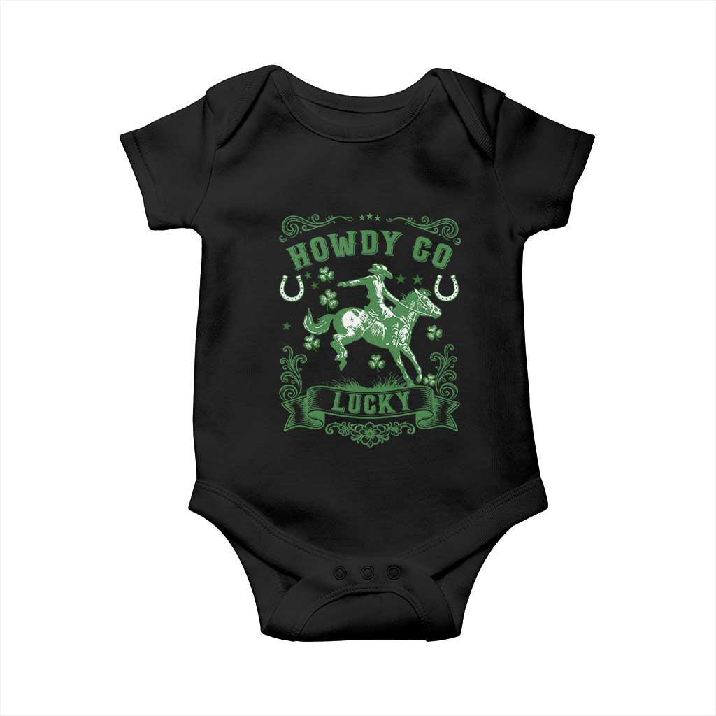 Cowboy St Patrick's Day Baby Onesie Howdy Go Lucky TS14 Black Print Your Wear