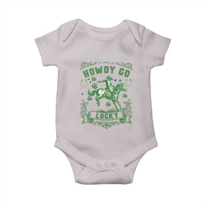 Cowboy St Patrick's Day Baby Onesie Howdy Go Lucky TS14 Ice Gray Print Your Wear