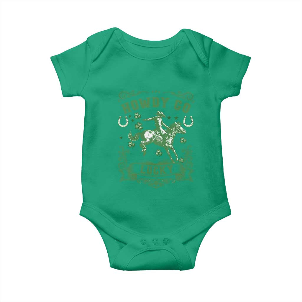 Cowboy St Patrick's Day Baby Onesie Howdy Go Lucky TS14 Irish Green Print Your Wear