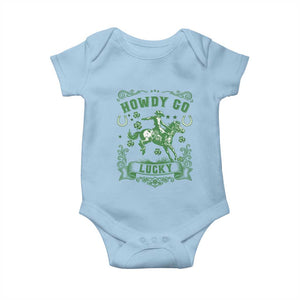 Cowboy St Patrick's Day Baby Onesie Howdy Go Lucky TS14 Light Blue Print Your Wear