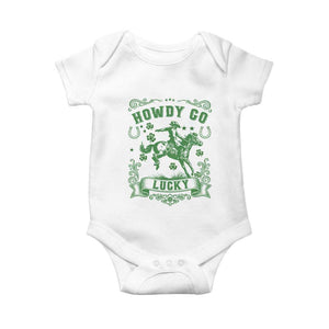 Cowboy St Patrick's Day Baby Onesie Howdy Go Lucky TS14 White Print Your Wear
