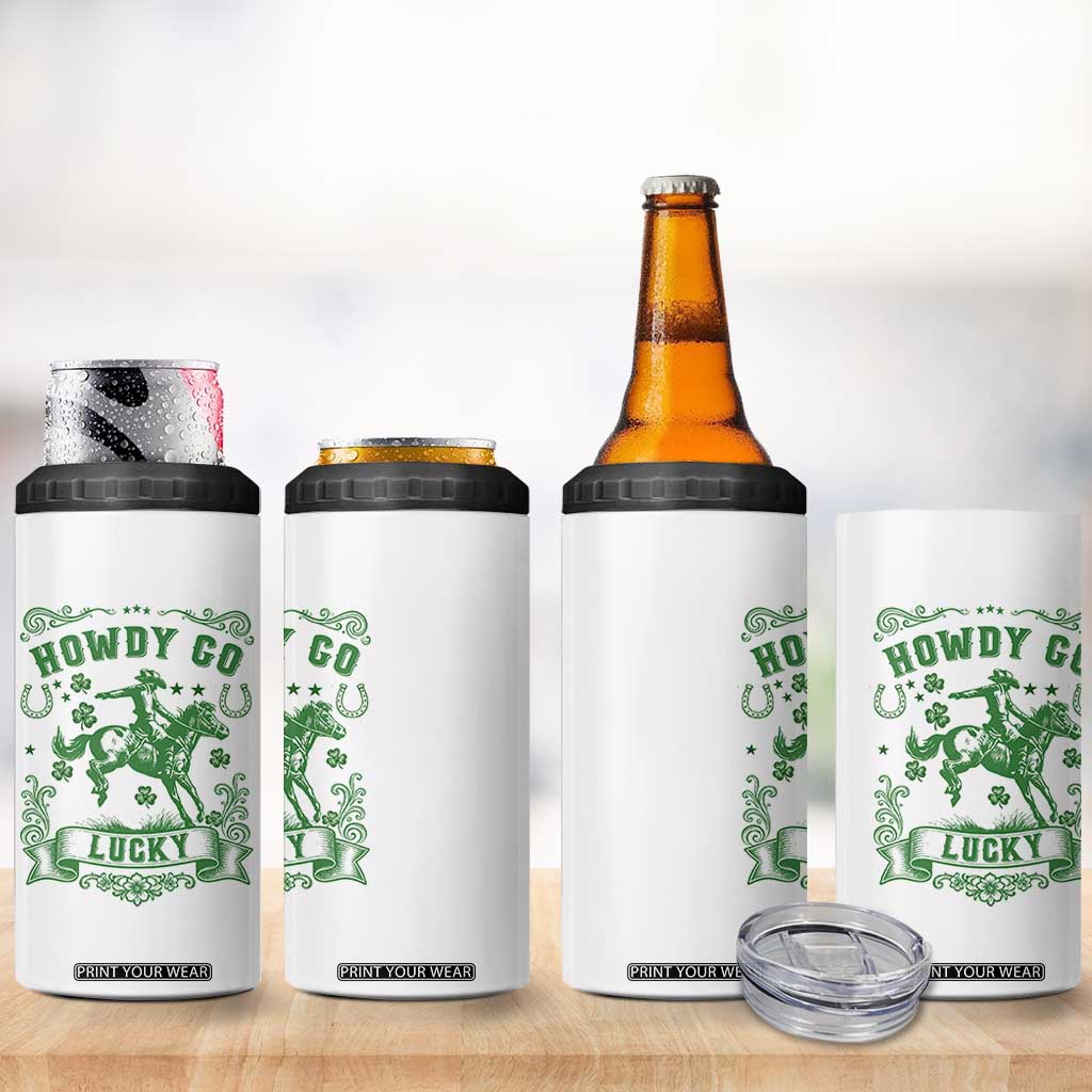 Cowboy St Patrick's Day 4 in 1 Can Cooler Tumbler Howdy Go Lucky TS14 Print Your Wear