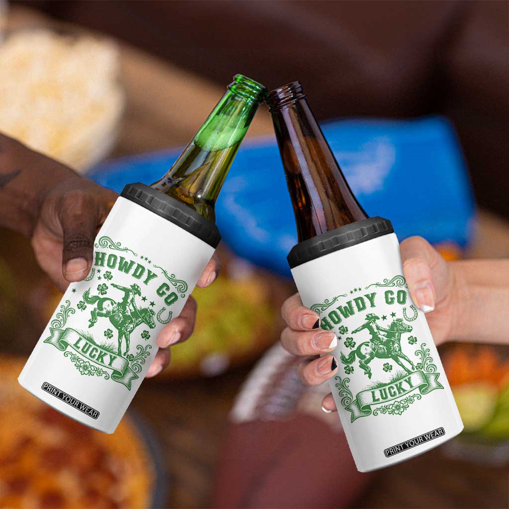 Cowboy St Patrick's Day 4 in 1 Can Cooler Tumbler Howdy Go Lucky TS14 Print Your Wear