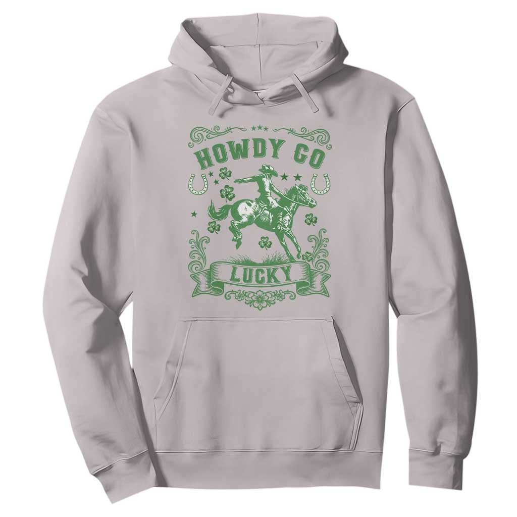 Cowboy St Patrick's Day Hoodie Howdy Go Lucky TS14 Ice Gray Print Your Wear