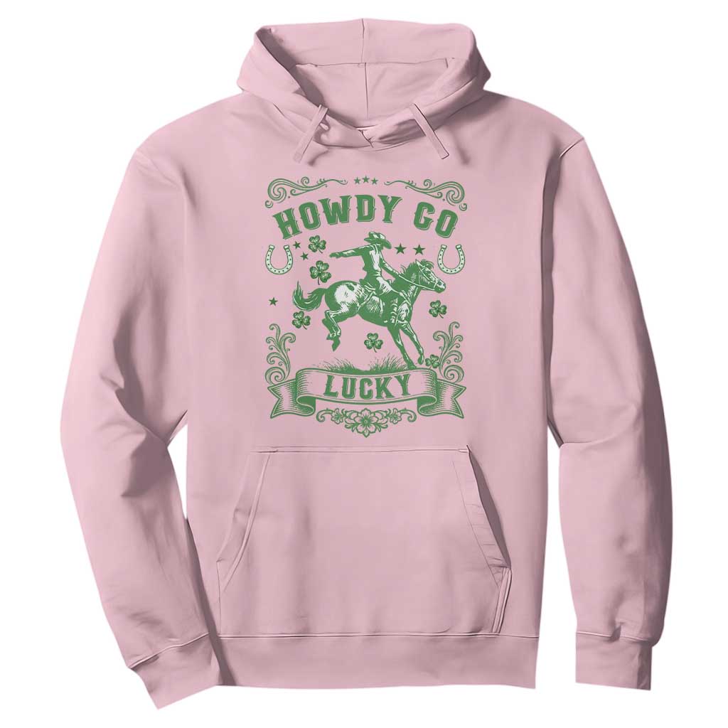Cowboy St Patrick's Day Hoodie Howdy Go Lucky TS14 Light Pink Print Your Wear