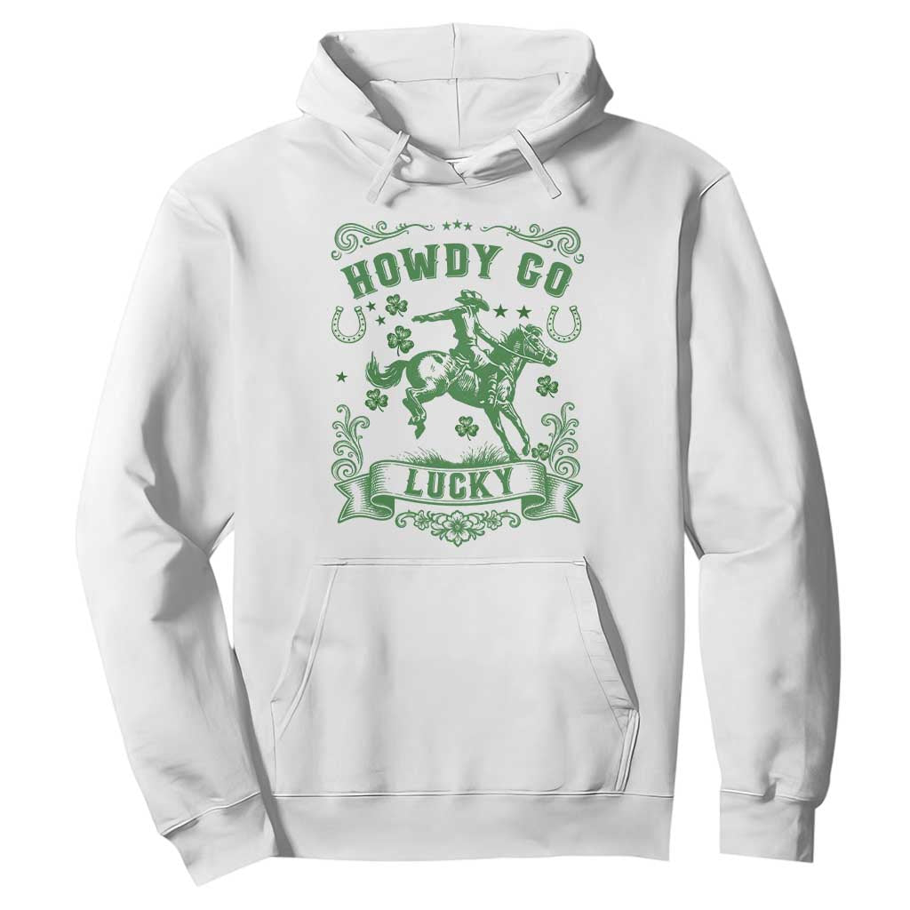 Cowboy St Patrick's Day Hoodie Howdy Go Lucky TS14 White Print Your Wear