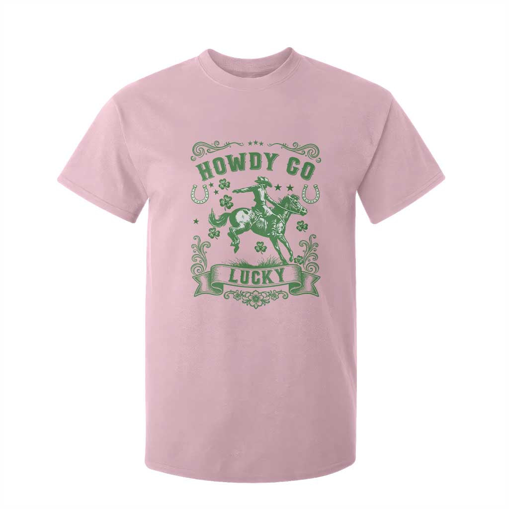 Cowboy St Patrick's Day T Shirt For Kid Howdy Go Lucky TS14 Light Pink Print Your Wear