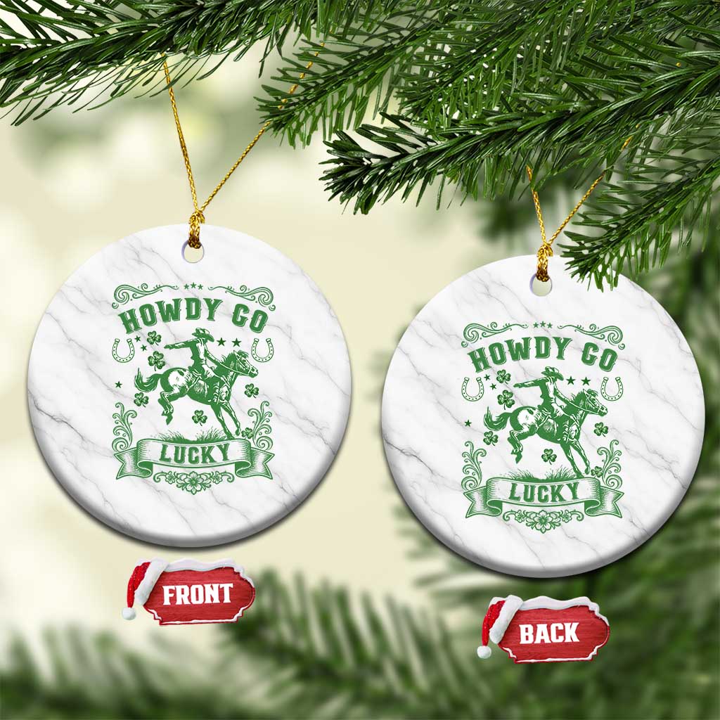 Cowboy St Patrick's Day Ceramic Ornament Howdy Go Lucky TS14 1pc White Marble Print Your Wear