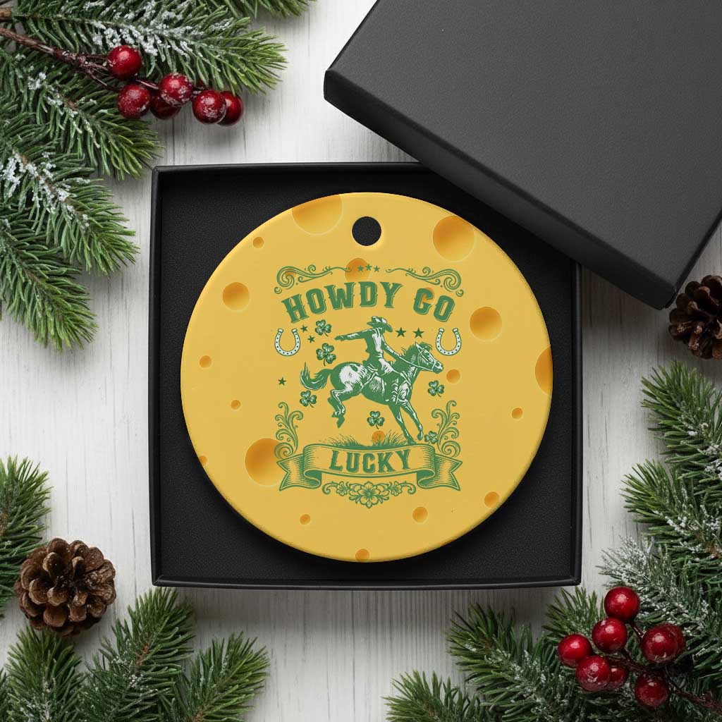 Cowboy St Patrick's Day Ceramic Ornament Howdy Go Lucky TS14 1pc Yellow Cheese Print Your Wear
