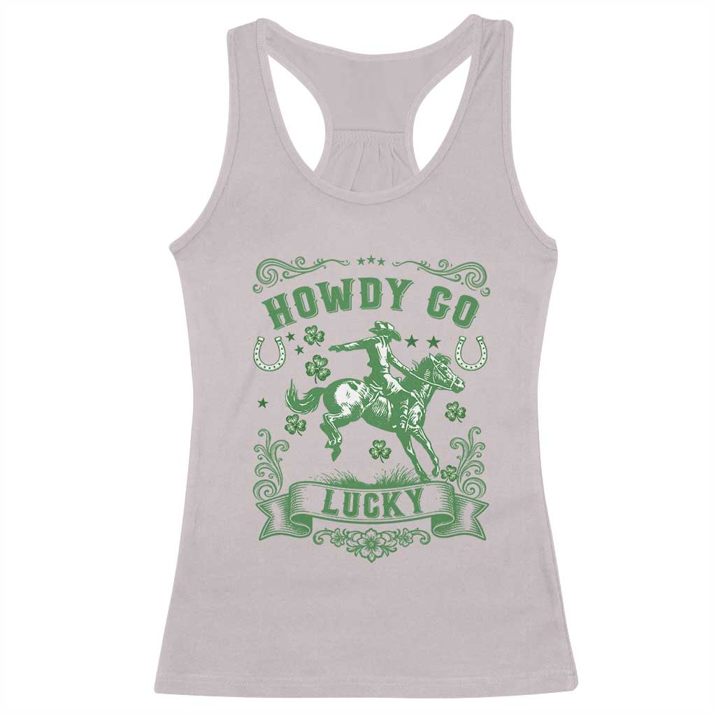 Cowboy St Patrick's Day Racerback Tank Top Howdy Go Lucky TS14 Ice Gray Print Your Wear