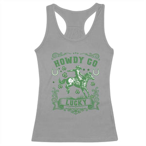 Cowboy St Patrick's Day Racerback Tank Top Howdy Go Lucky TS14 Sport Gray Print Your Wear