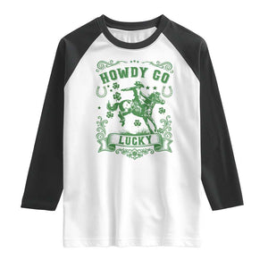 Cowboy St Patrick's Day Raglan Shirt Howdy Go Lucky TS14 White Black Print Your Wear