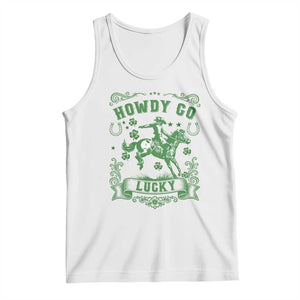 Cowboy St Patrick's Day Tank Top Howdy Go Lucky TS14 White Print Your Wear