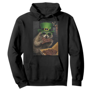 Funny Raccoon St Patrick's Day Hoodie Raccoon Eating Corned Beef Meme TS14 Black Print Your Wear