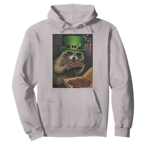 Funny Raccoon St Patrick's Day Hoodie Raccoon Eating Corned Beef Meme TS14 Ice Gray Print Your Wear