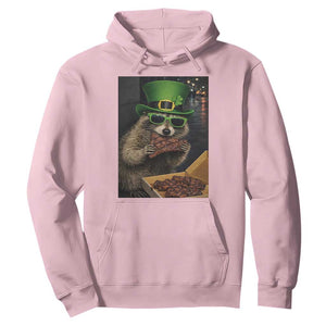 Funny Raccoon St Patrick's Day Hoodie Raccoon Eating Corned Beef Meme TS14 Light Pink Print Your Wear