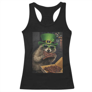 Funny Raccoon St Patrick's Day Racerback Tank Top Raccoon Eating Corned Beef Meme TS14 Black Print Your Wear