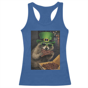 Funny Raccoon St Patrick's Day Racerback Tank Top Raccoon Eating Corned Beef Meme TS14 Royal Blue Print Your Wear