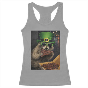Funny Raccoon St Patrick's Day Racerback Tank Top Raccoon Eating Corned Beef Meme TS14 Sport Gray Print Your Wear
