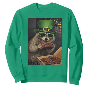 Funny Raccoon St Patrick's Day Sweatshirt Raccoon Eating Corned Beef Meme TS14 Irish Green Print Your Wear