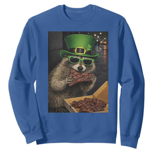 Funny Raccoon St Patrick's Day Sweatshirt Raccoon Eating Corned Beef Meme TS14 Royal Blue Print Your Wear