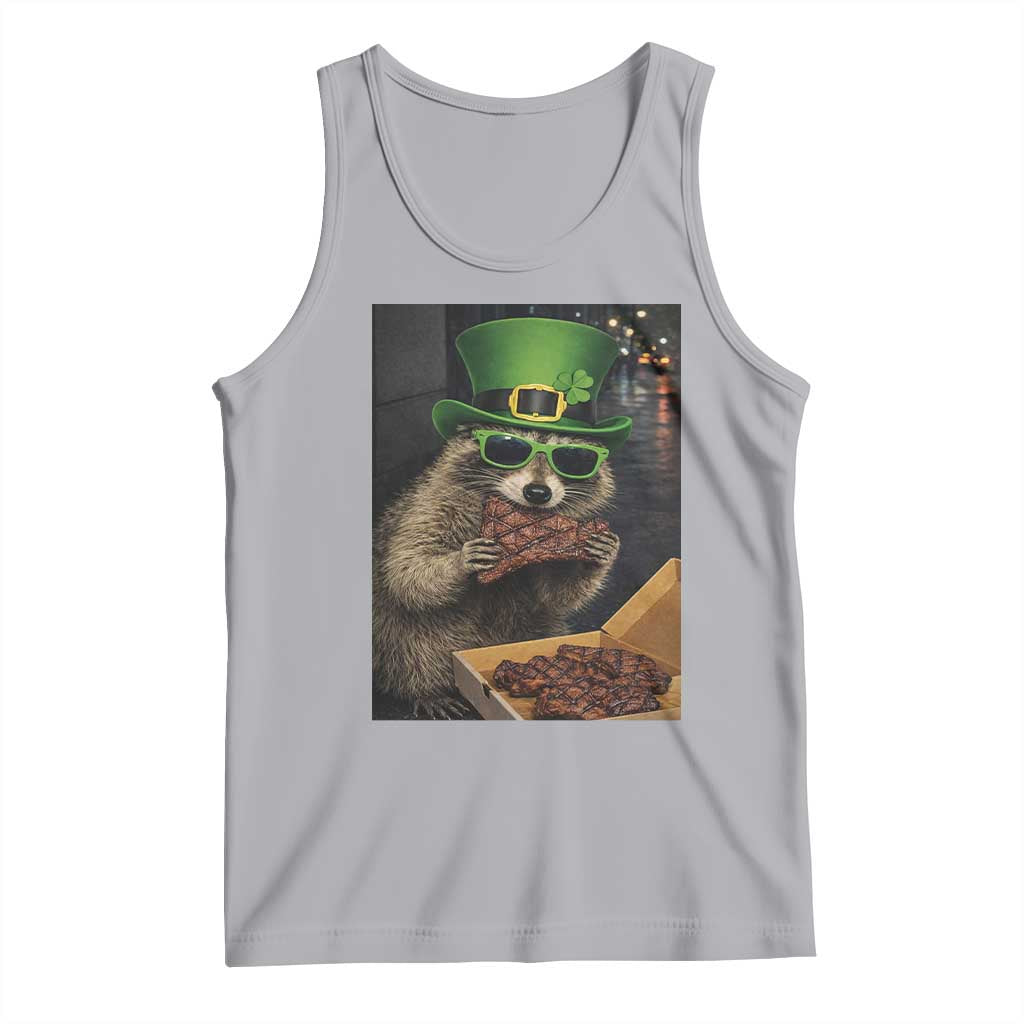 Funny Raccoon St Patrick's Day Tank Top Raccoon Eating Corned Beef Meme TS14 Athletic Heather Print Your Wear