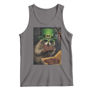 Funny Raccoon St Patrick's Day Tank Top Raccoon Eating Corned Beef Meme TS14 Deep Heather Print Your Wear