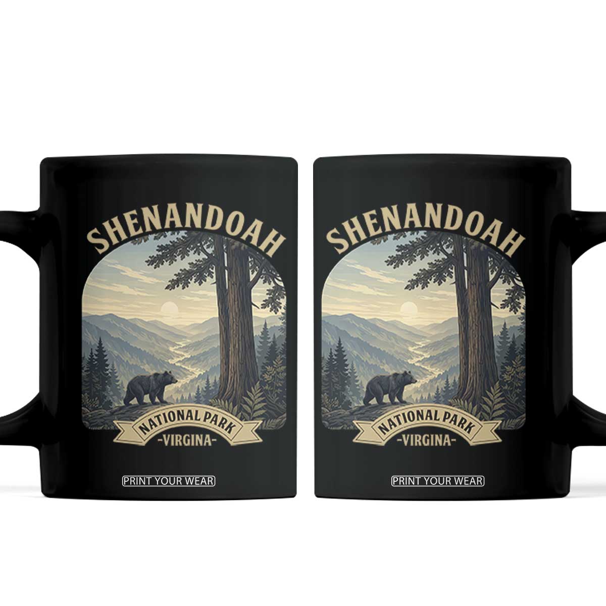 Shenandoah National Park Coffee Mug Vintage Virginia Nature Mountain Bear TS14 Black Print Your Wear