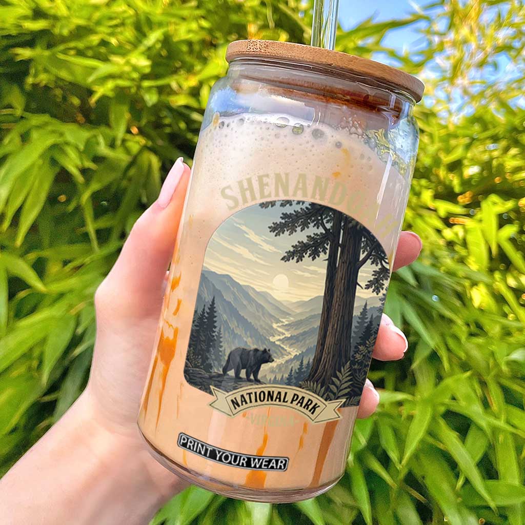 Shenandoah National Park Glass Can Vintage Virginia Nature Mountain Bear TS14 Black Print Your Wear