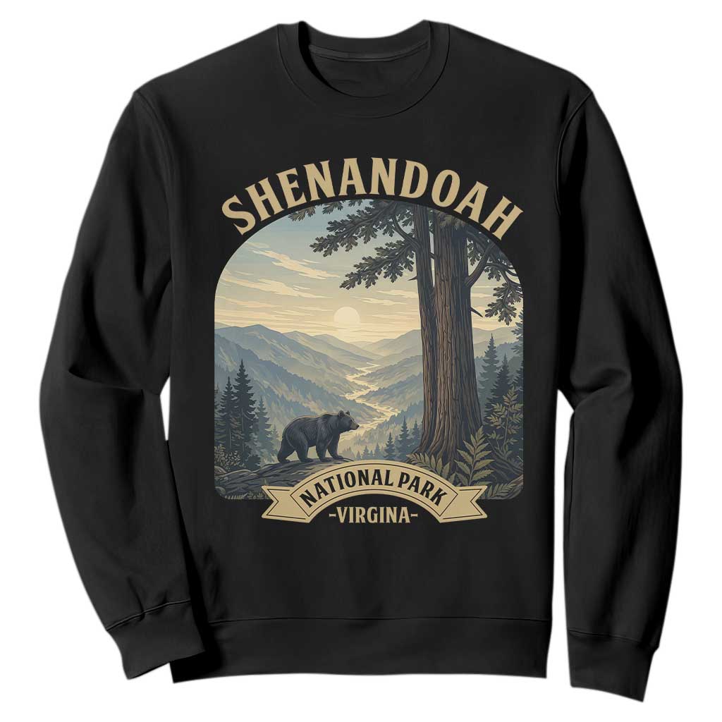 Shenandoah National Park Sweatshirt Vintage Virginia Nature Mountain Bear TS14 Black Print Your Wear