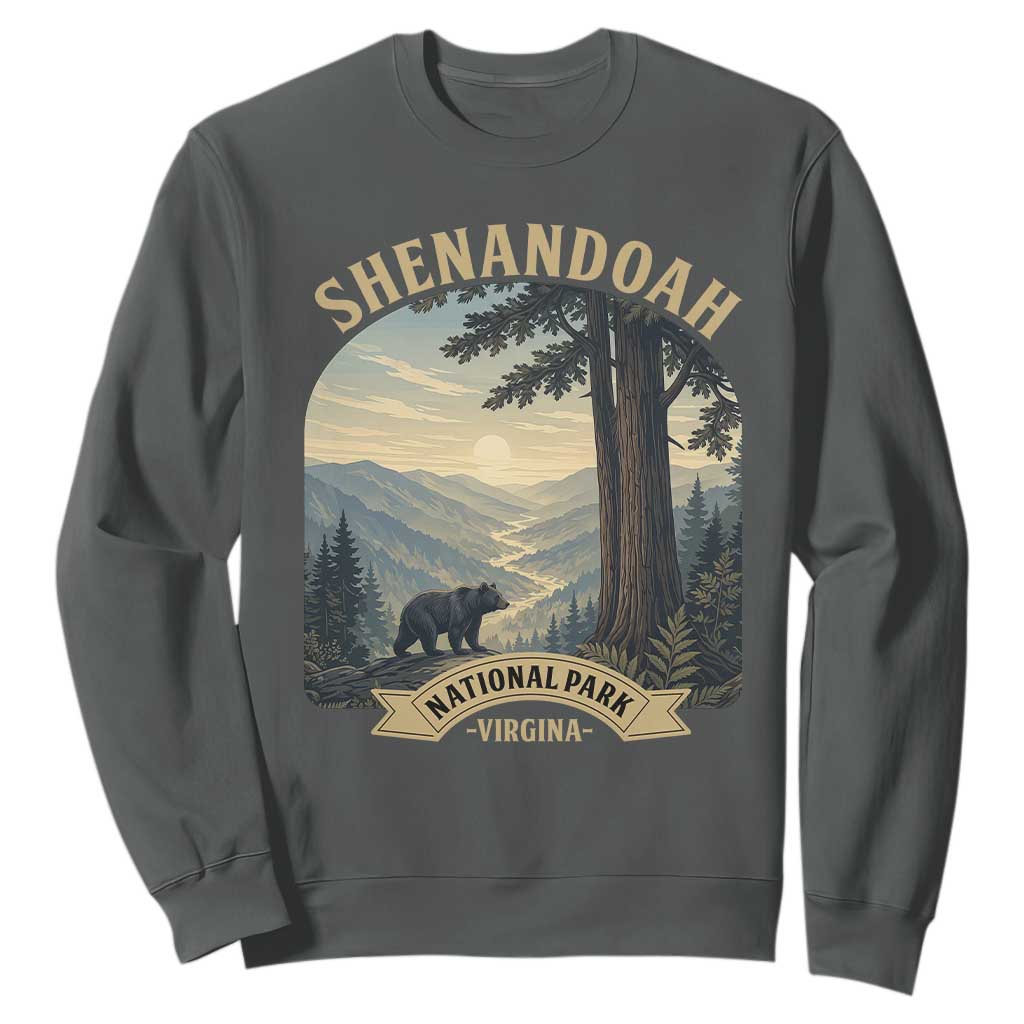 Shenandoah National Park Sweatshirt Vintage Virginia Nature Mountain Bear TS14 Dark Heather Print Your Wear