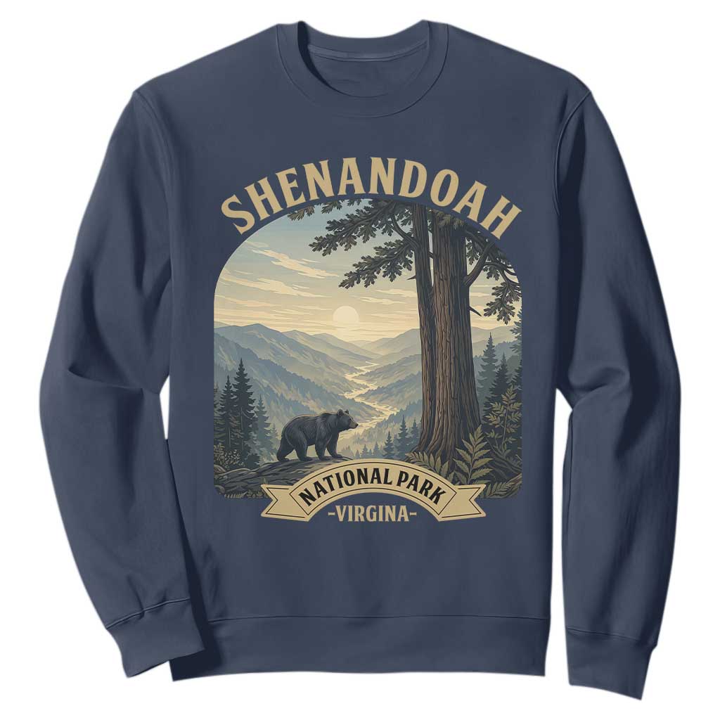 Shenandoah National Park Sweatshirt Vintage Virginia Nature Mountain Bear TS14 Navy Print Your Wear
