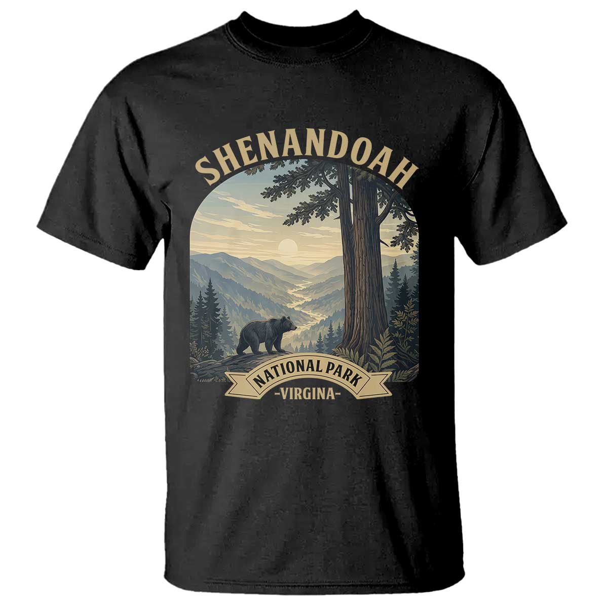 Shenandoah National Park T Shirt Vintage Virginia Nature Mountain Bear TS14 Black Print Your Wear