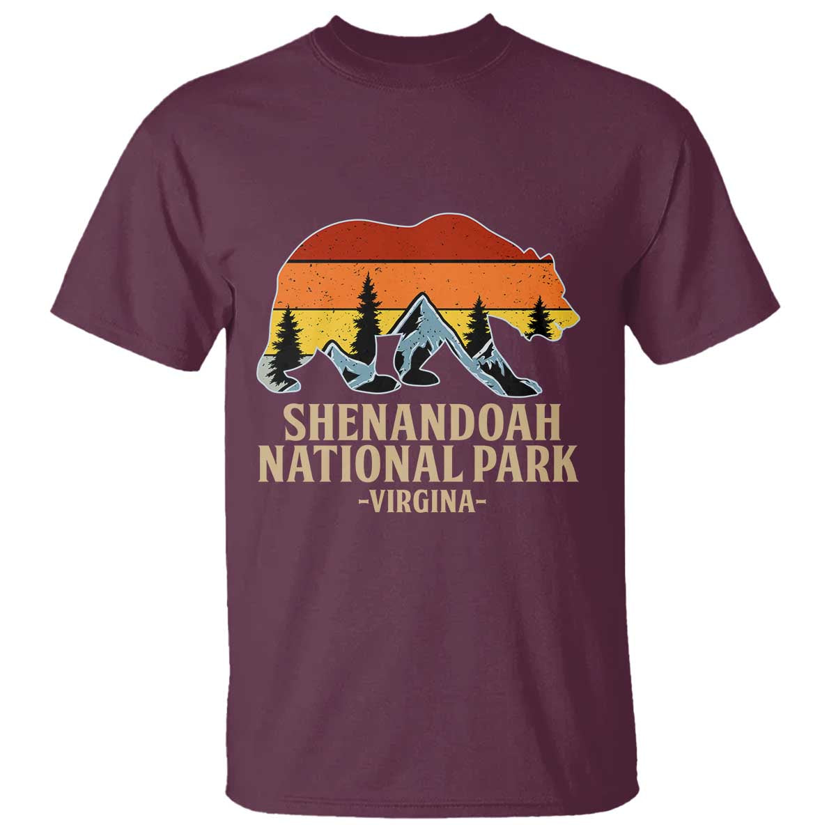 Shenandoah National Park T Shirt Vintage Virginia Mountains Bear TS14 Maroon Print Your Wear