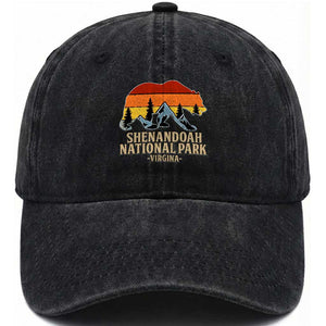 Shenandoah National Park Washed Cotton Baseball Cap Vintage Virginia Mountains Bear TS14 Print Your Wear
