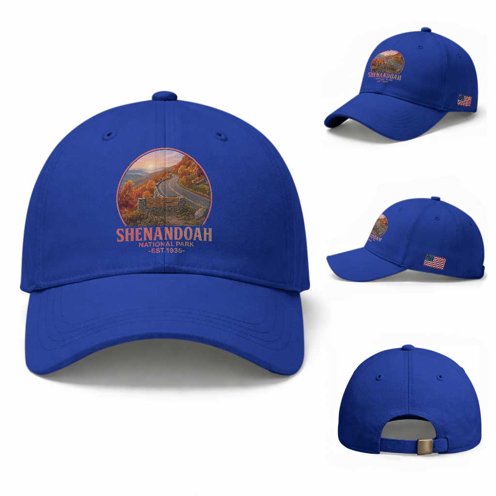 Shenandoah National Park Baseball Cap Vintage Virginia Mountain Landscape TS14 Baseball Cap Universal Fit Royal Blue Print Your Wear